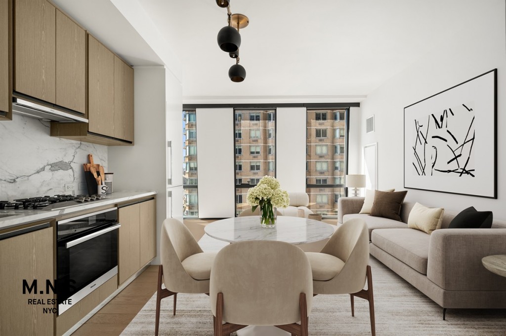 Modern living room at The Copper apartments in Murray Hill, designed for personalized customization to fit your unique style.